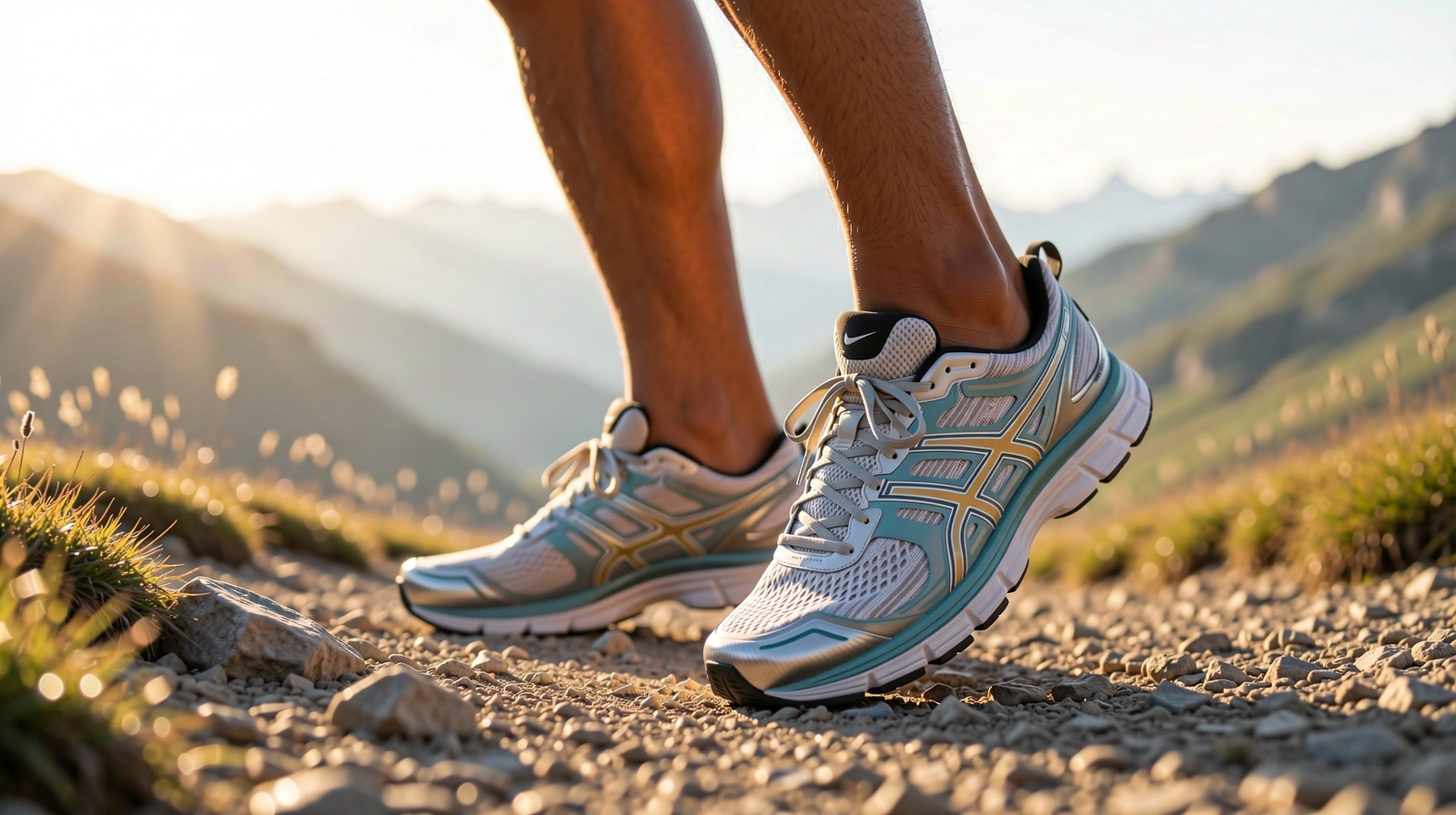Persona caminando por un sendero natural al amanecer